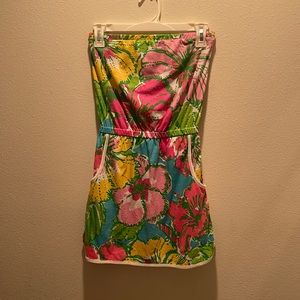 Lilly Pulitzer floral summer strapless romper size xs